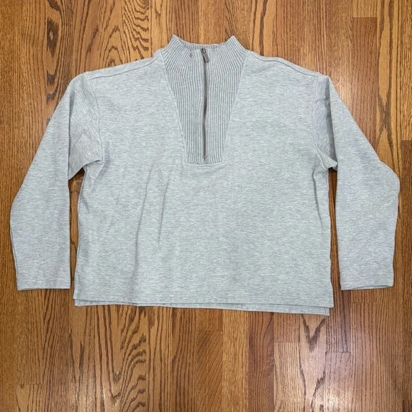 Splendid Heather Grey Ribbed Half-Zip Sweater - Picture 5 of 11